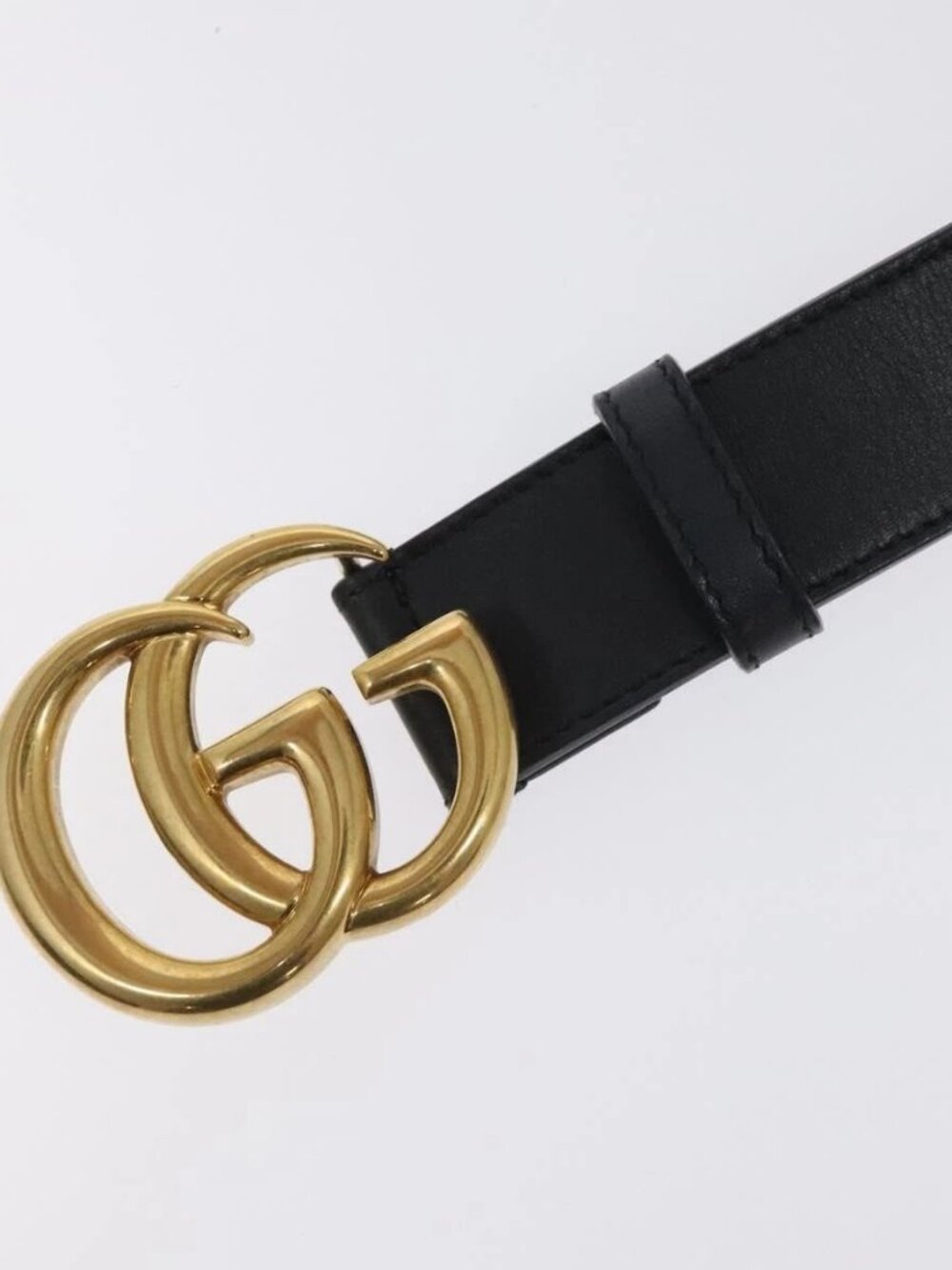 GUCCI GG Marmont Belt Leather 31.5" Black Gold 414516 Auth SW817 - Picture 9 of 12